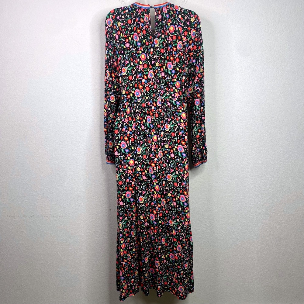 Boden Maxi Dress Womens 8R Black Colorful Floral Cottagecore Boho Dark Romantic - Picture 2 of 8